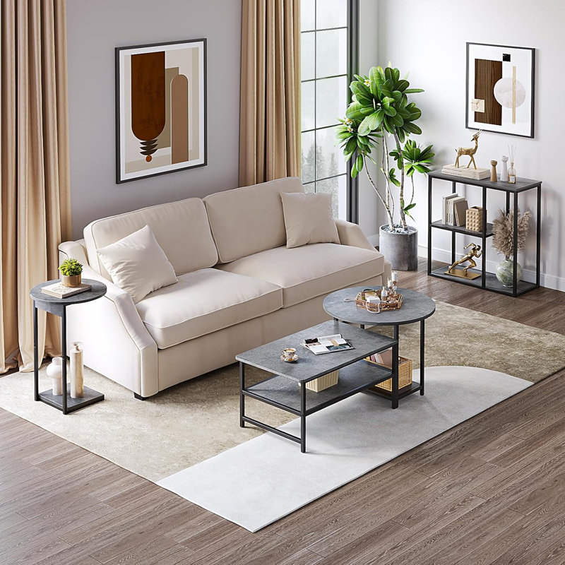 Table de bout Merilee, Gris, H 25,69 po x l 15,35 po x P 15,35 po