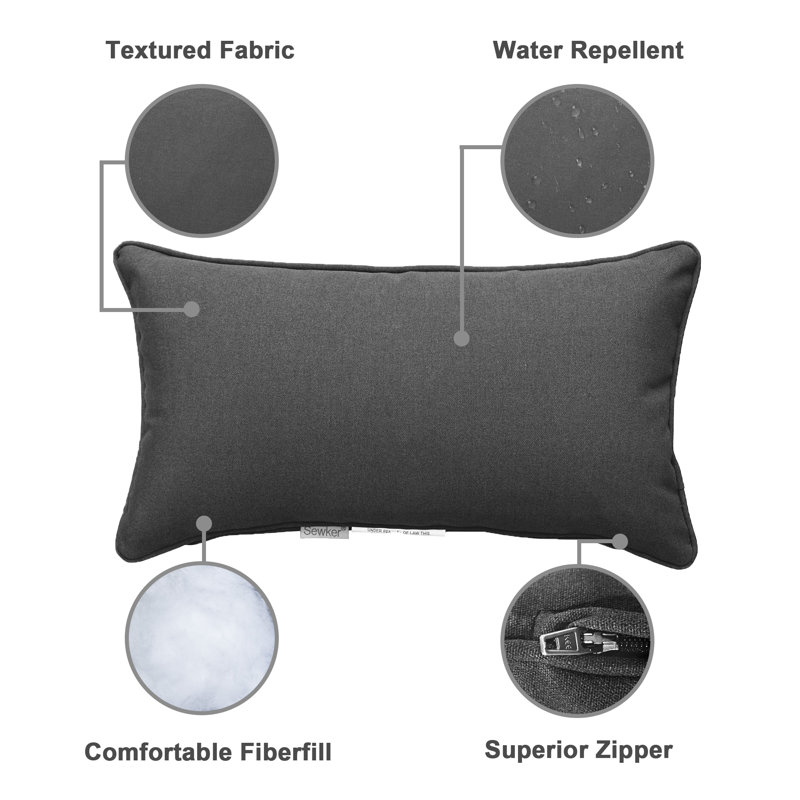  Outdoor Rectangular Pillow Cover and Insert, Gray
