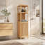 Armoire de rangement en bambou avec 2 tablettes ouvertes et portes pour le salon de la salle de bain