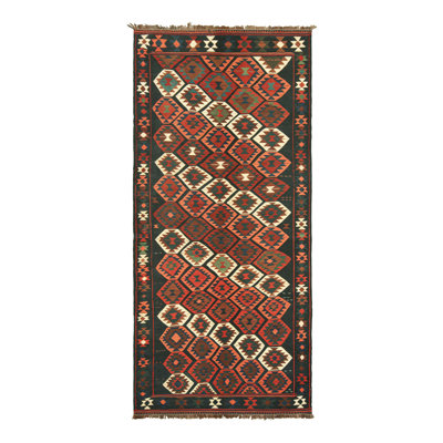 One-of-a-Kind 5'6" X 11'9" 1950s Wool Area Rug Polychromatic