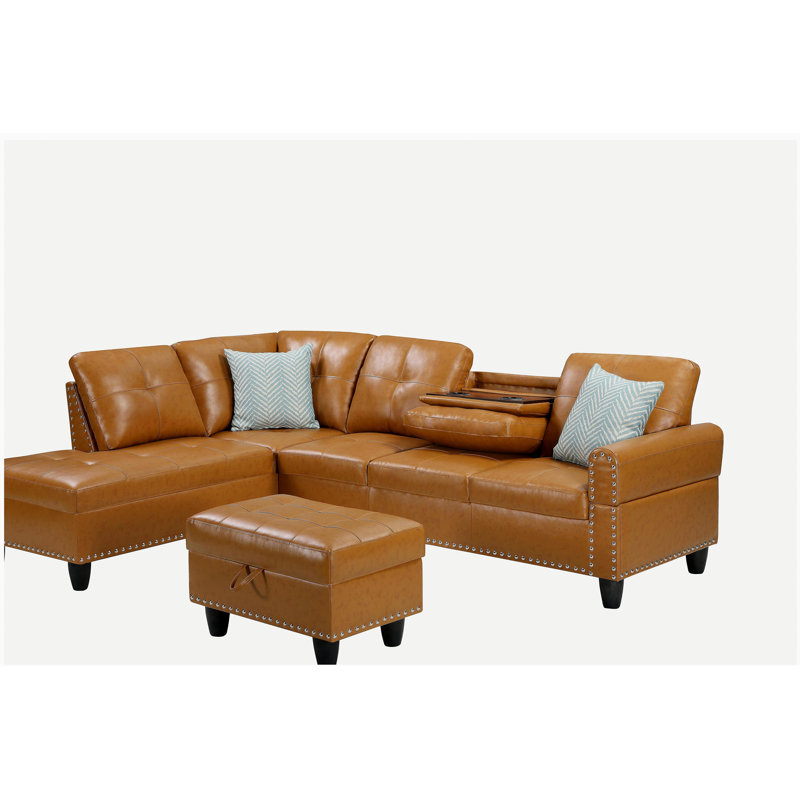 Canapé modulaire en similicuir avec repose-pieds Irine