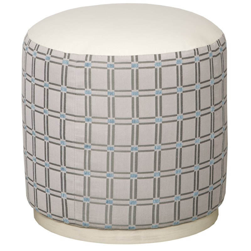Haskell By Michael Weiss Round Ottoman, Worthy Snow Polyester Blend, Wrenn