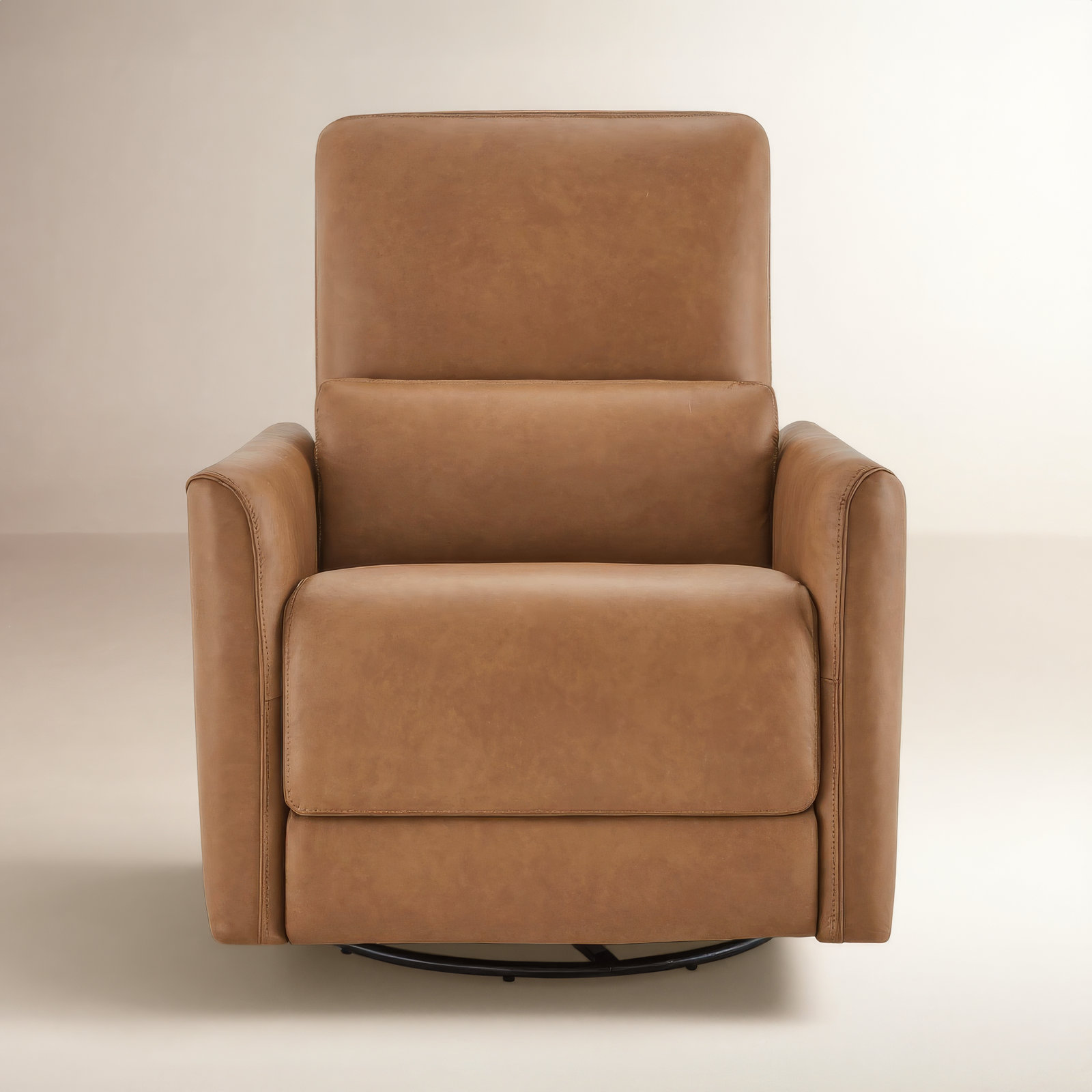 Santo 33" Genuine Leather Swivel Power Recliner, Aline Butternut