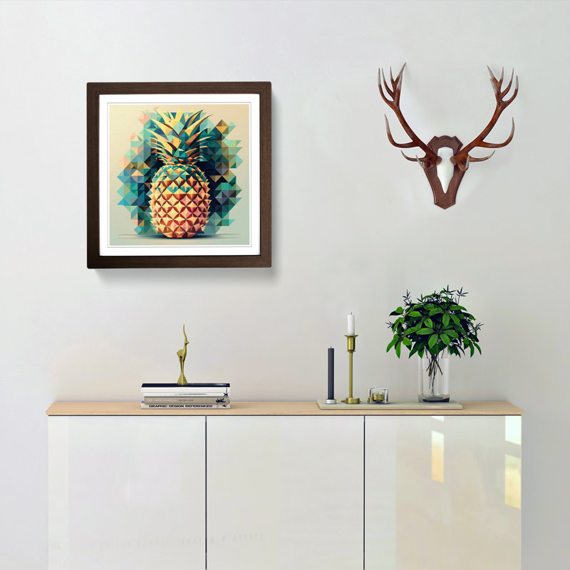 Pineapple Geometric - Single Picture Frame Print on Wood, Walnut