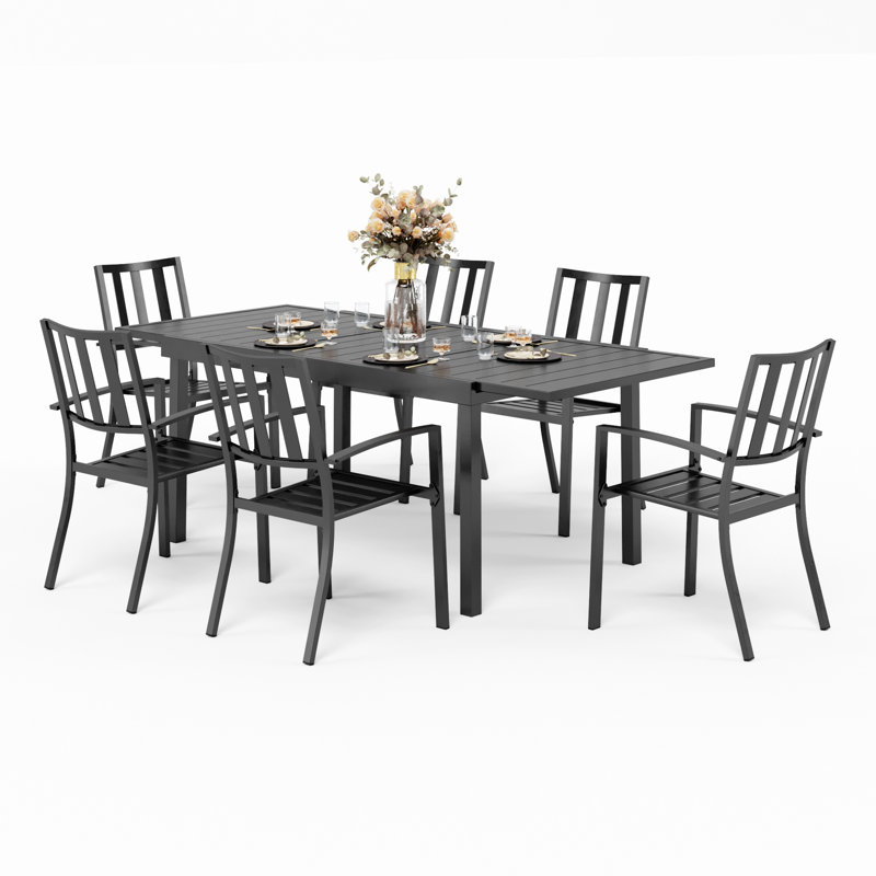 Alyah 6 - Person Patio Dining Set with Extendable Rectangular Table