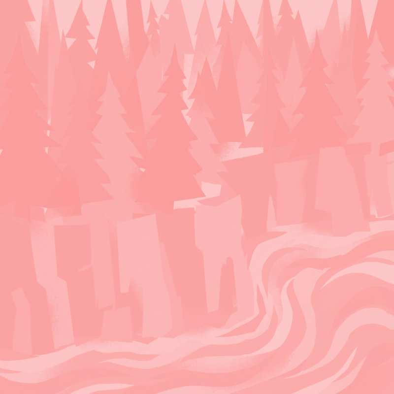 Forest River Landscape Blankets, 60in W x 80in H, Light Pink Light Pink
