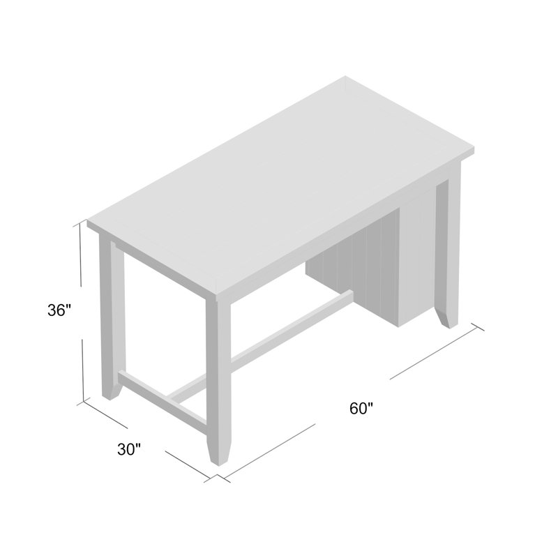 Destinee Solid Wood Kitchen Island, Rustic White