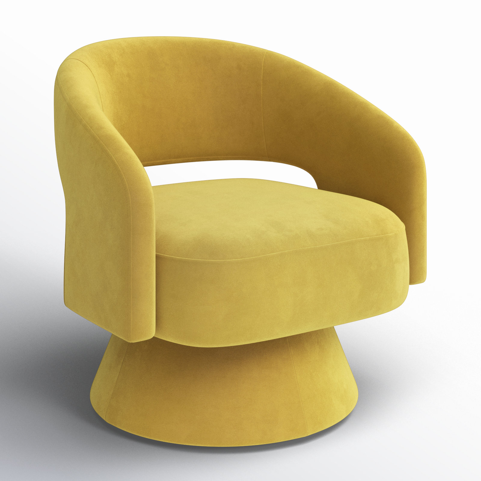 Bhupendra Swivel Barrel Chair, Mustard Velvet