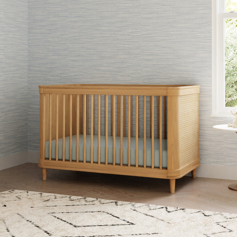 Marin with Cane 3-in-1 Convertible Crib, Honey/Honey Cane