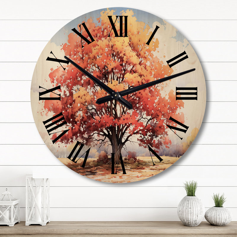 Horloge murale en bois massif Hyers, Grand