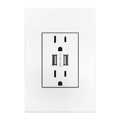 Adorne® 15 Amp Dual USB A/A Combo Outlet and Wall Plate