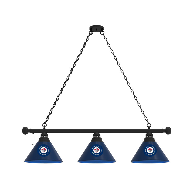 3 - Light Pool Table Lights Pendant, Black, Winnipeg Jets