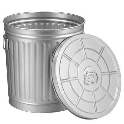 Gardenised Round Galvanized Steel, Trash Can With Lid - Durable Metal Bucket For Backyard, Lawn, Garden And Yard Use - Weather-resistant Garbage Can For Indoor And Outdoor