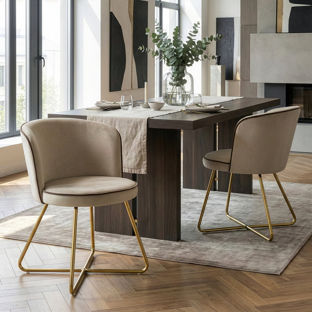 Meagan 17.5'' H Velvet Upholstered Metal Side Chair (Set of 2) Etta Avenue™