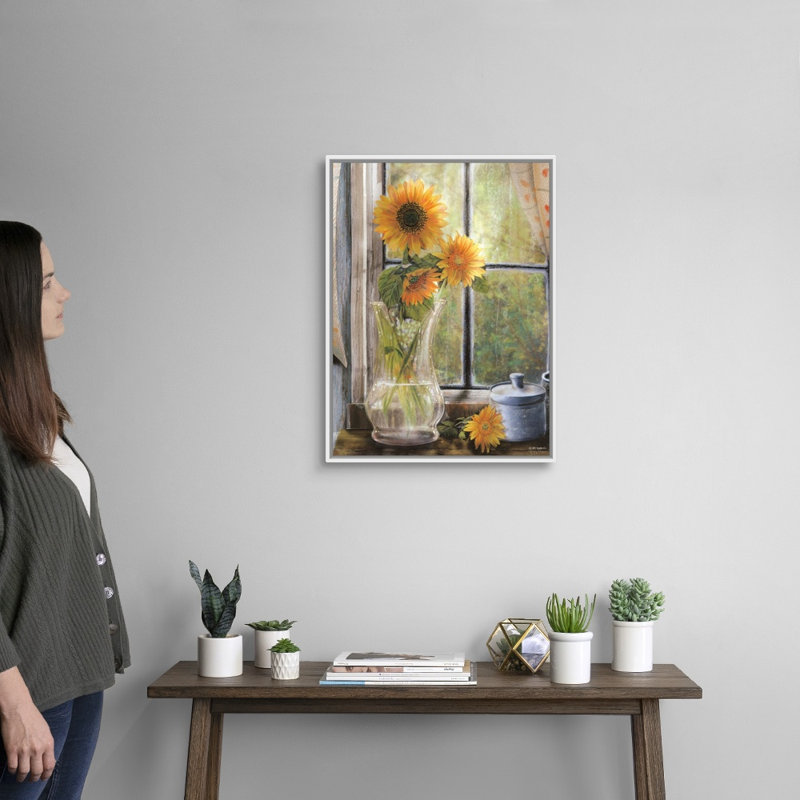 Fleurs murales matinales, Cadre blanc, H 18 po x l 24 po x P 1,75 po