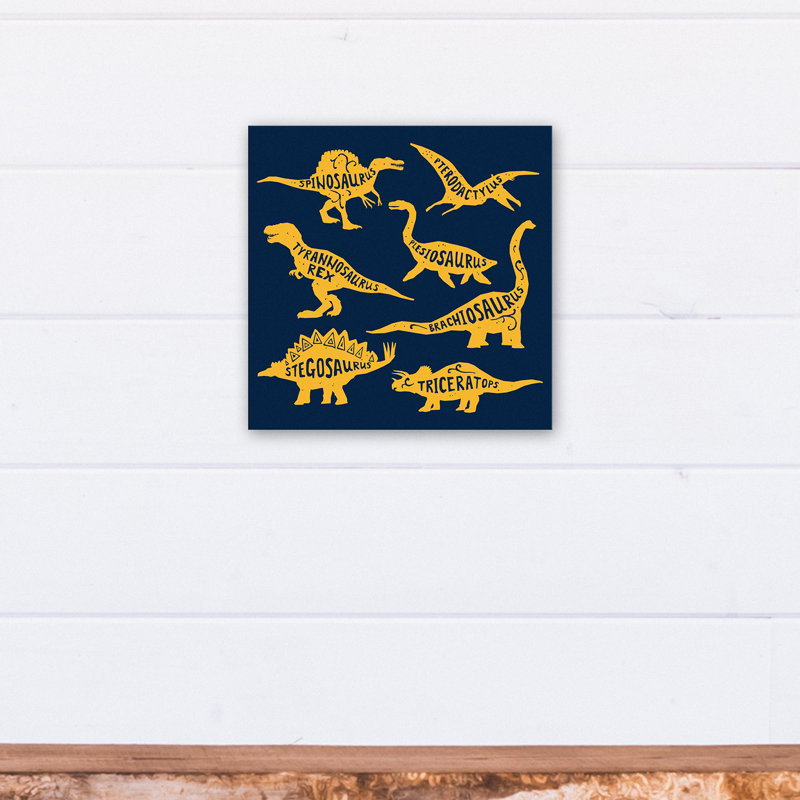 Art sur toile dino names Amapola, H 12 po x l 12 po x P 1,25 po, Bleu marine et jaune