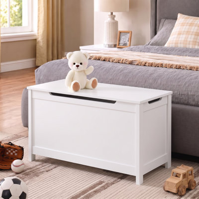 Kids Toy Chest with Safety Hinge, Wooden Toy Storage Chest for Boys Girls, Large Capacity Toy Box Organizer, Bench Storage Cabinet for Playroom, Bedroom, Nursery
