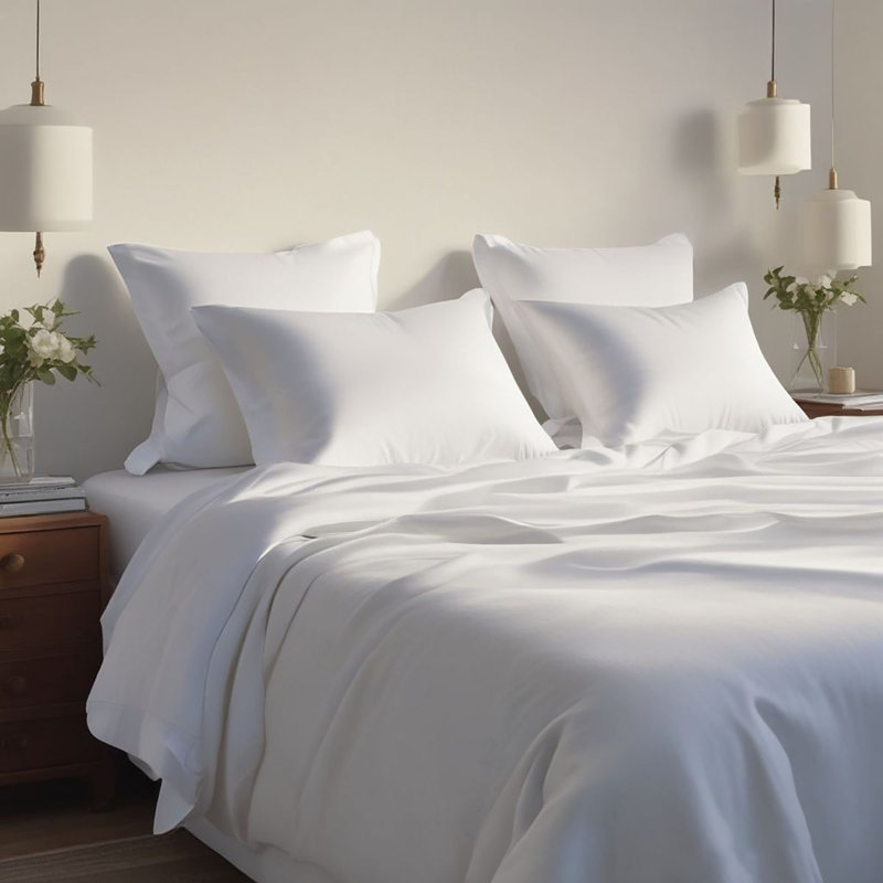 Hotel Luxurious Bamboo Blend Bed Sheet Set 2000 Series, Queen Sheet Set + 4 Pillowcases, White