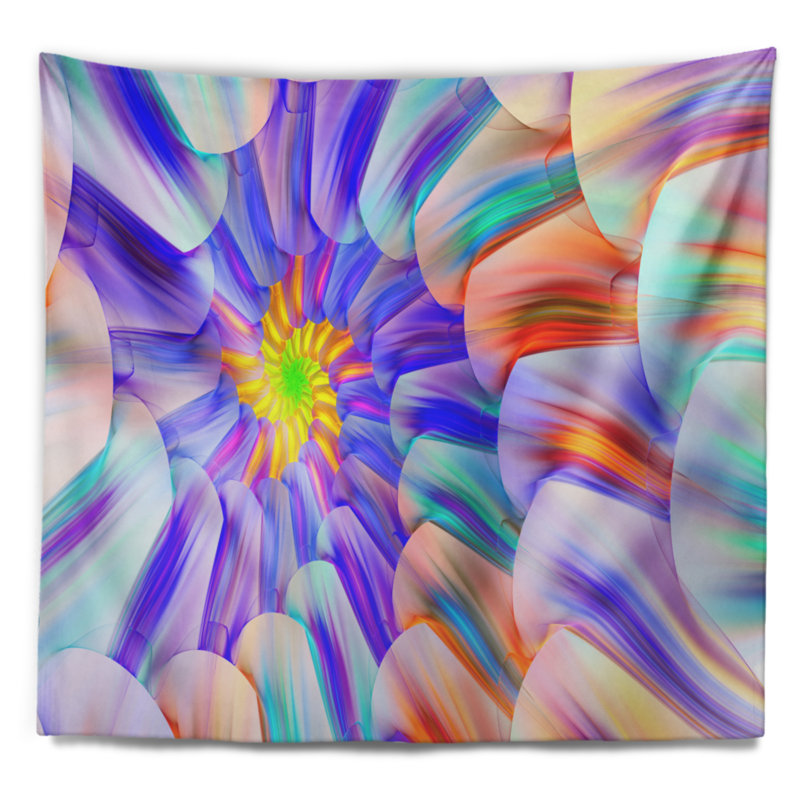 Tapisserie florale en verre coloré multicolore avec spirales, H 78 po x l 92 po