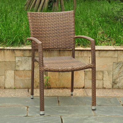 Brade Wicker Premium All-Weather Wicker Outdoor Stacking Dining Armchair