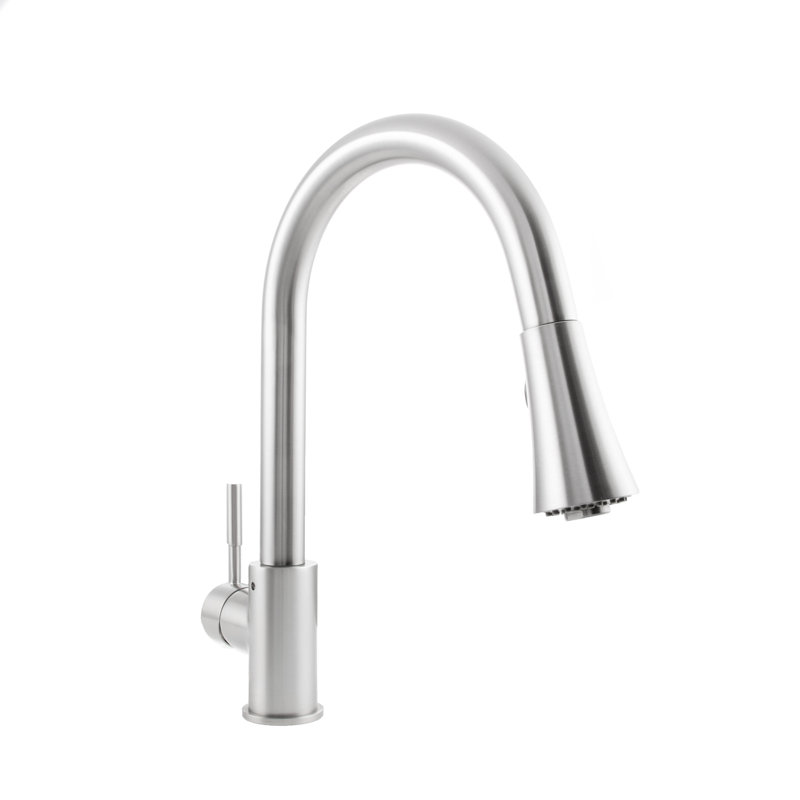 Edison Single Handle Kitchen Faucet with Side Spray and Accessories, Stainless Steel