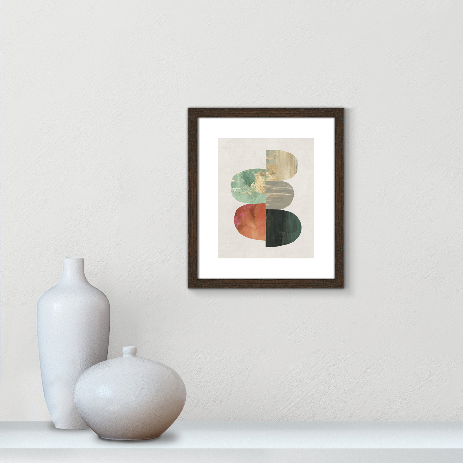 Evolving Energy I - Painting Print, Picture Framed Paper, 15" H x 13" W, Walnut Wood