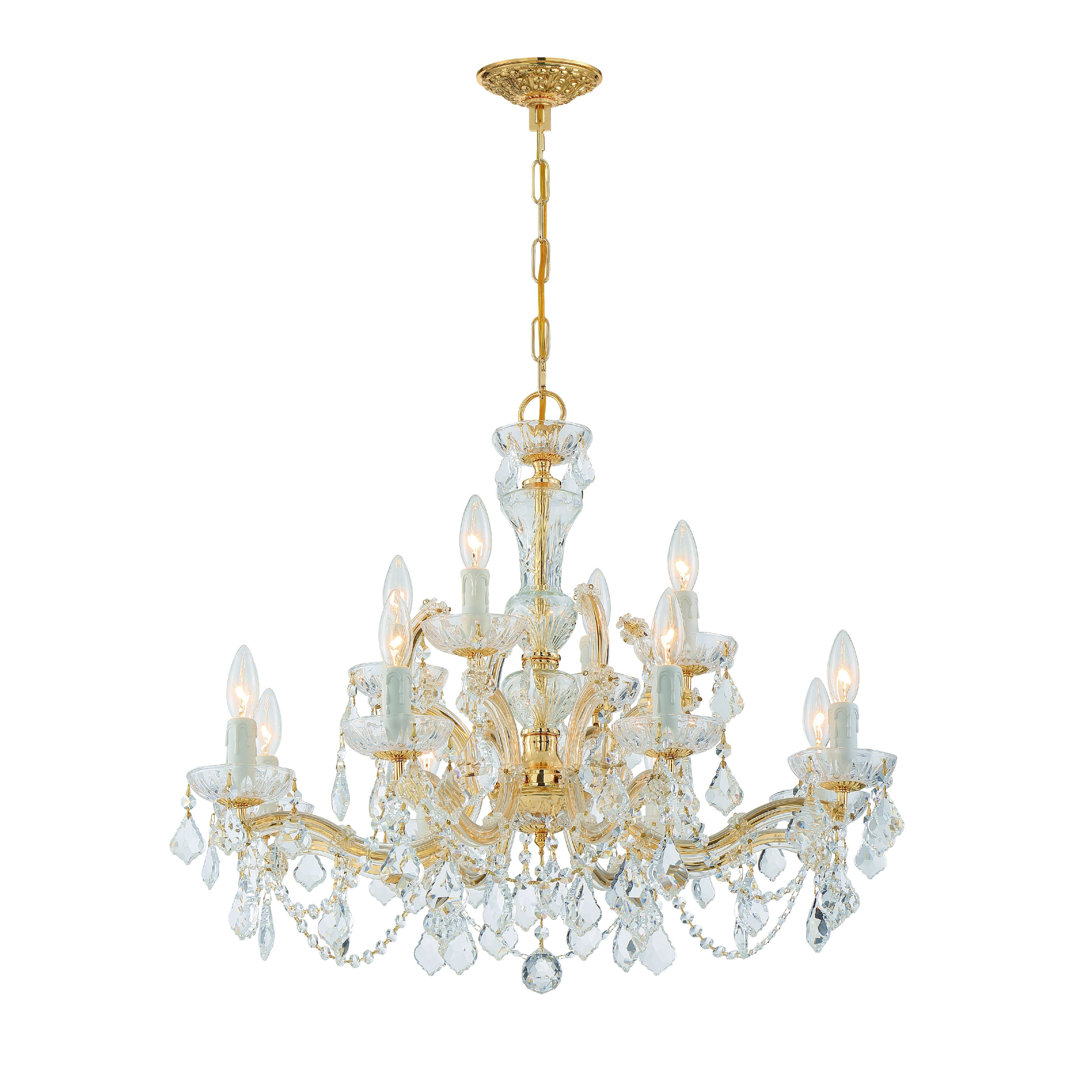 Weekes 12 - Light Candle Style Classic / Traditional Chandelier with Crystal Accents Willa Arlo™ Interiors 