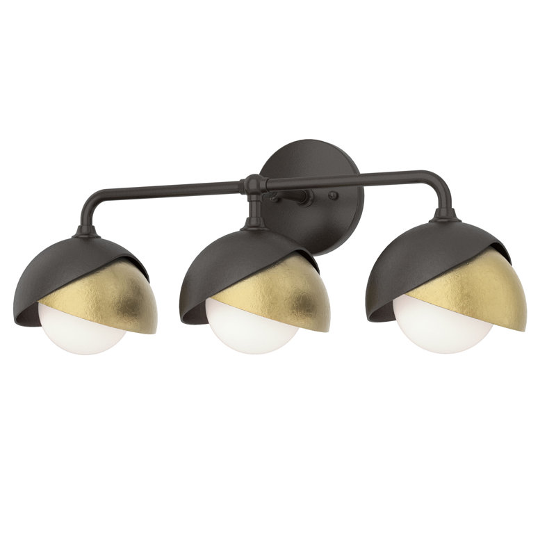 Éclairage à intensité variable pour meuble-lavabo à 3 lumières de 9,2 po Brooklyn, Bronze huilé, Laiton moderne