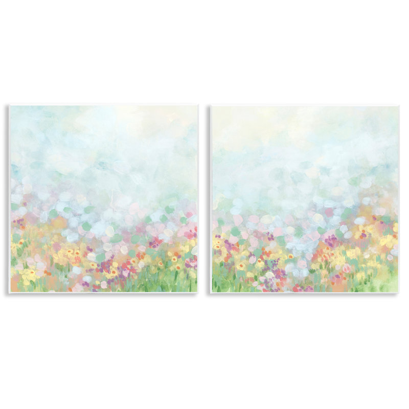 «Pastel Spring Flower Field», ensemble de 2 plaques murales par June Erica Vess