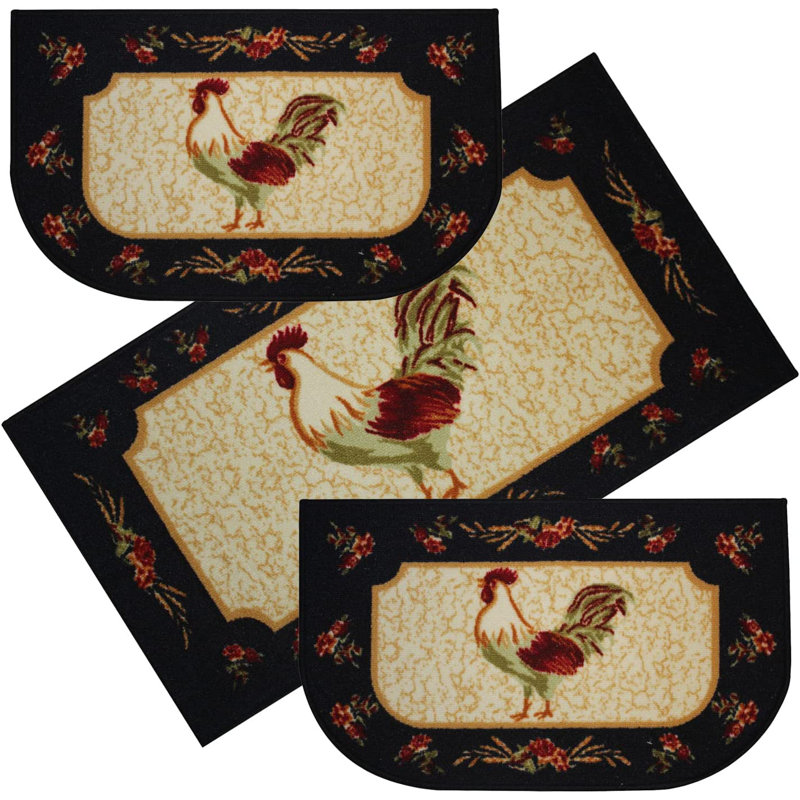 Ensemble de tapis de cuisine 3 pièces Alihan Rooster
