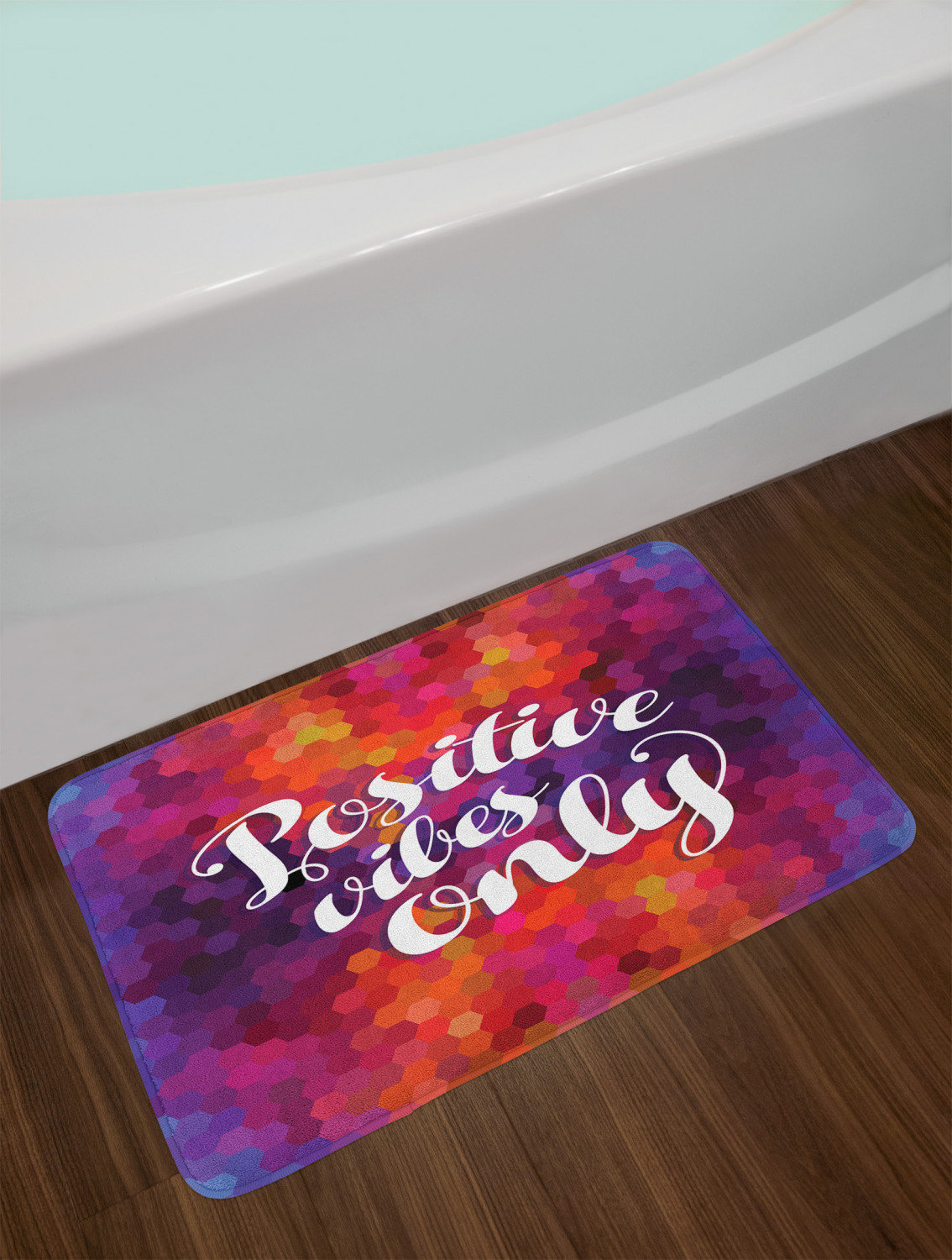 East Urban Home Positive Vibes only Message Honeycomb Hexagonal Bath ...