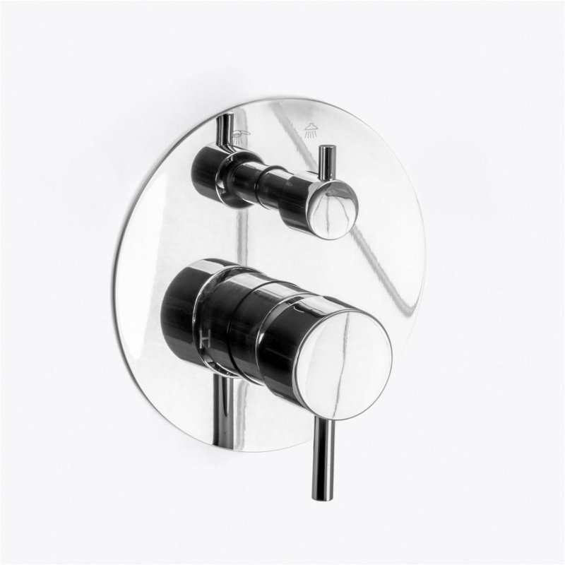 Metro 2-Way Pressure Balance Trim Complete Shower Set - Ceiling Mount - 12" Brass, Polished Chrome
