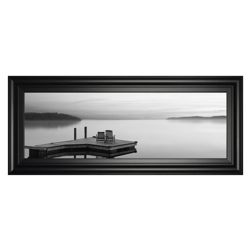 Art mural Serene Lakeside View - 42 po x 18 po - Cadre noir