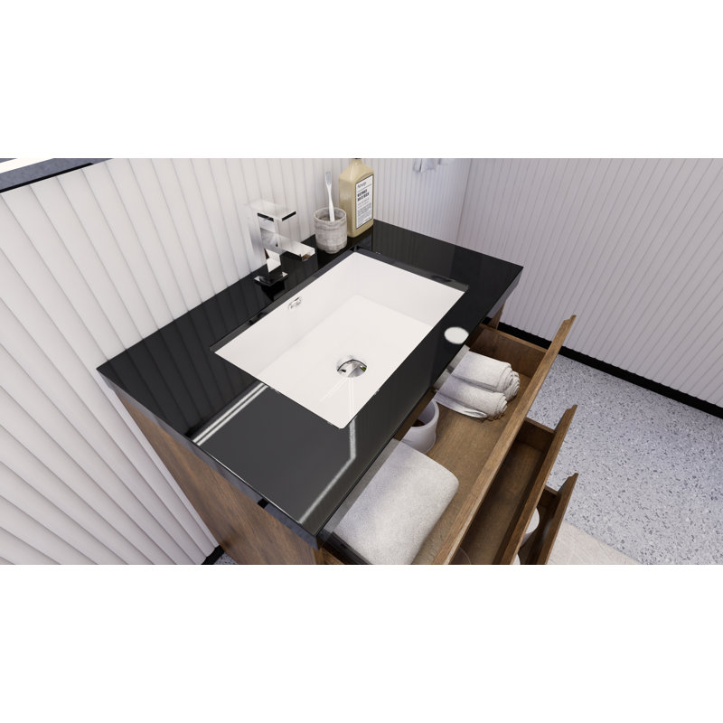 Santrice 29.5'' Single Bathroom Vanity with Acrylic Top, Rosewood