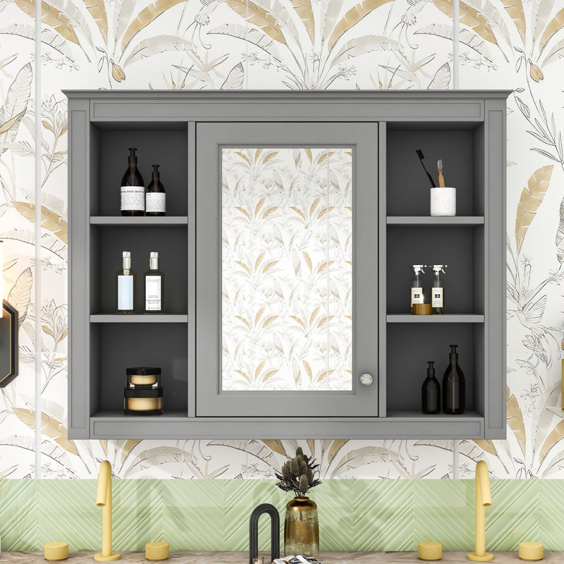 Eversole Wall-Mounted Bathroom Medicine Cabinet with Mirror and Concealed Storage, Grey