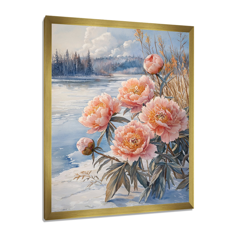 Glatzmayer - impressions murales florales, H 32 po x l 16 po, Reproduction encadrée d'une seule photo, Doré