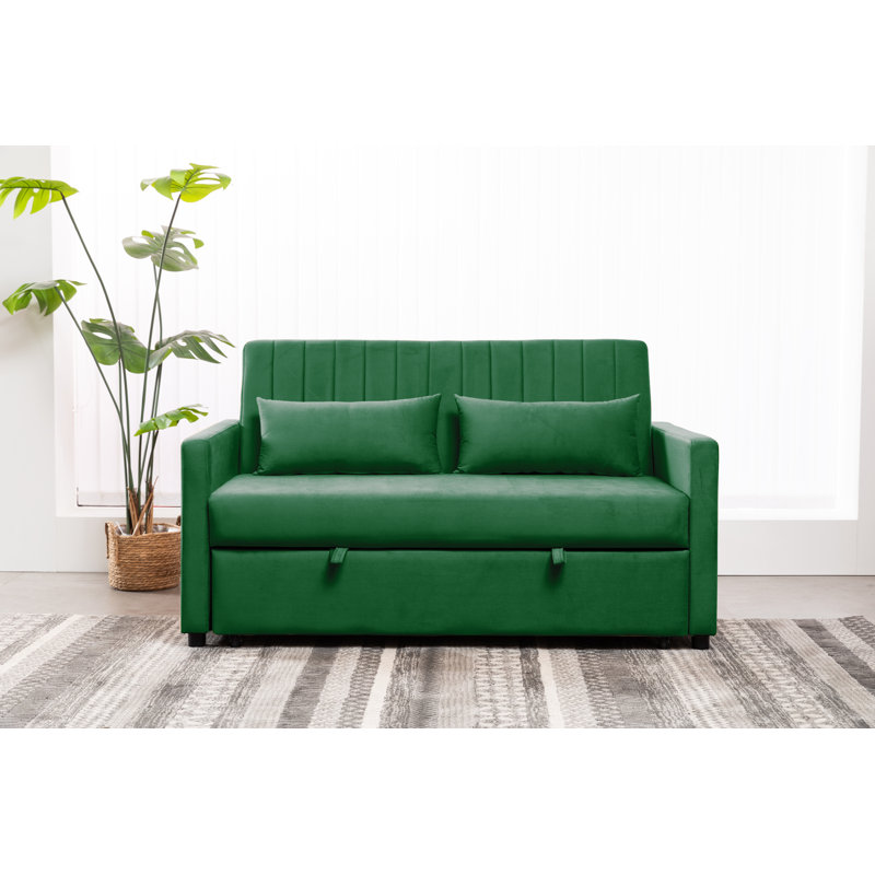 Kusilvak 58'' Velvet Sofa, Dark Green