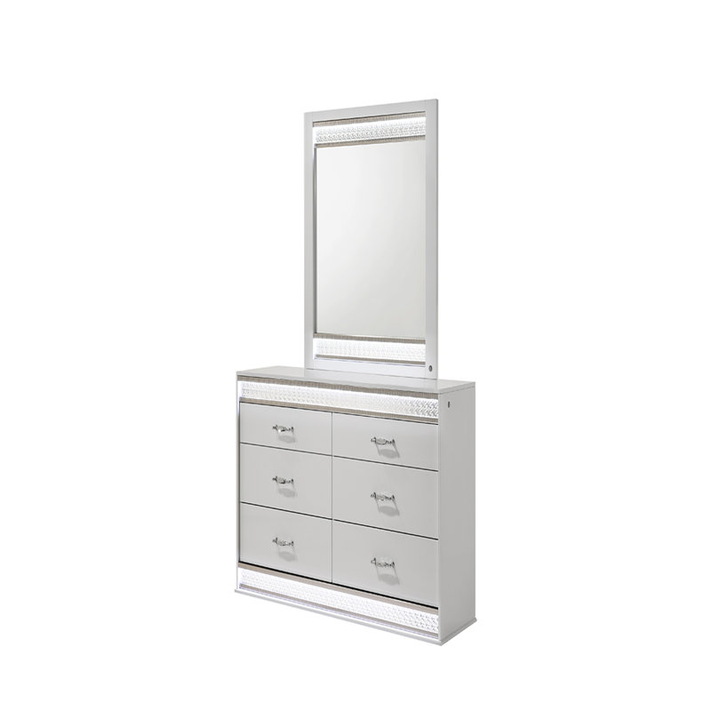 Commode à 6 tiroirs de style moderne en bois blanc (INCLURE SEULEMENT LA ROBE)
