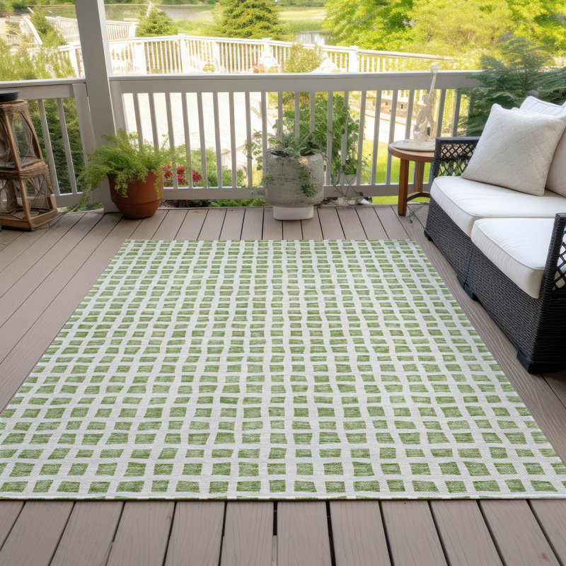 Machine Washable Indoor/Outdoor Chantille ACN727 GeometricRug, Aloe, 9' x 12'