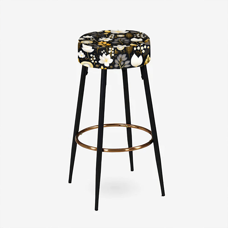 Ensemble de 2 tabourets de bar floraux noirs et blancs Tranquil