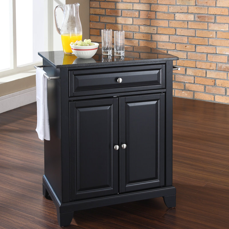 Hedon Granite Top Kitchen Cart, Black