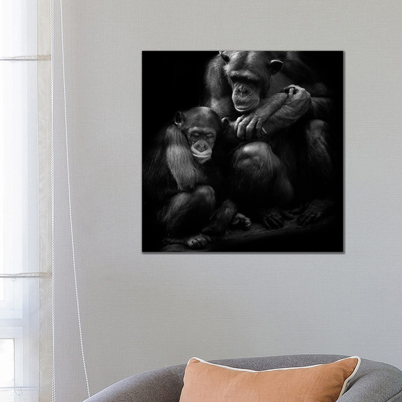 Chimpanzee Family 1 Piece Wrapped Canvas Painting, 66.04 cm H x 66.04 cm W x 3.175 cm D