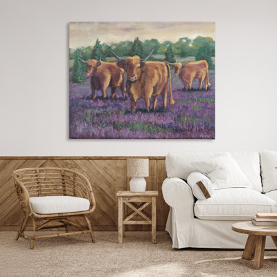 Purple Fields & Cows Canvas, design by Marnie Bourque