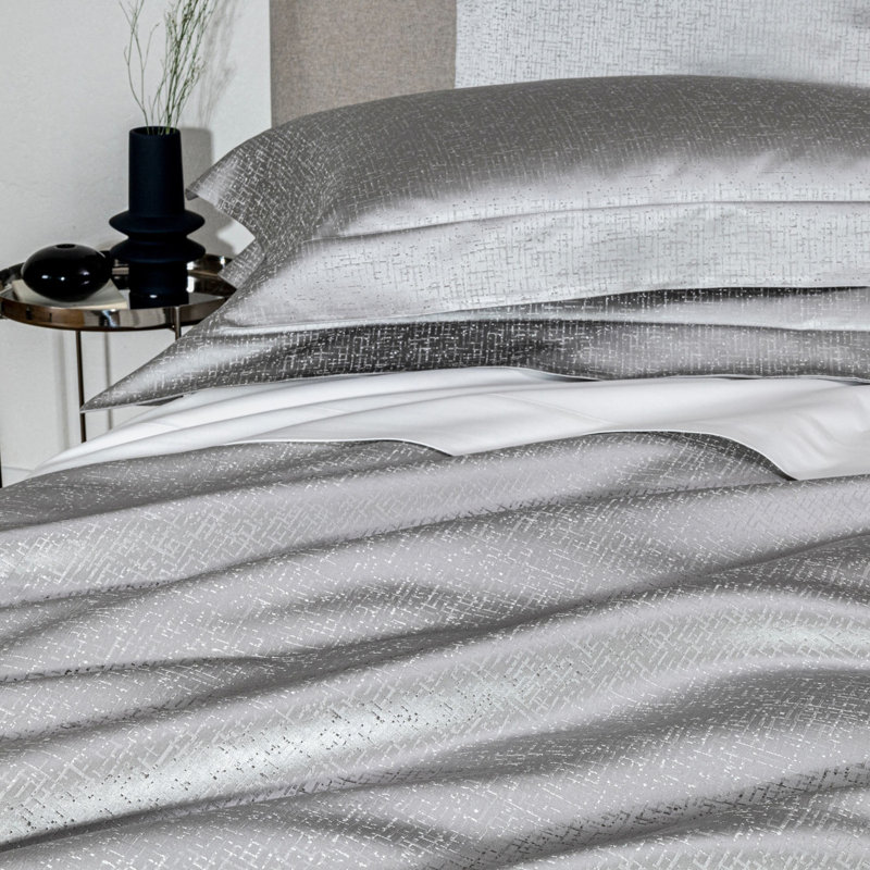 Luxury Glowing Weave Duvet Cover, CliffGray, King Duvet Cover