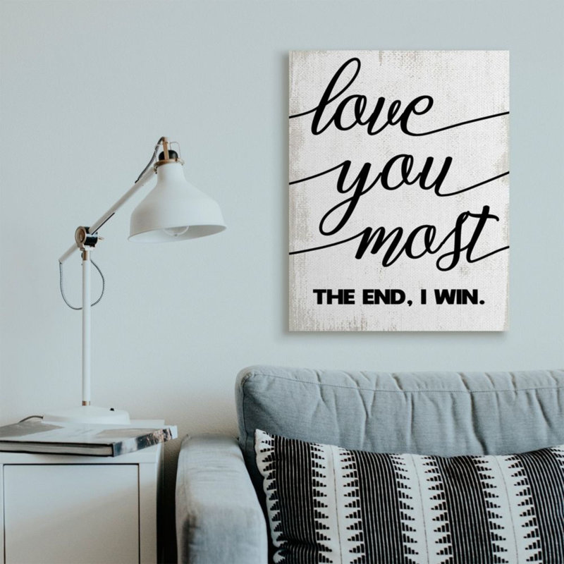 «Love You Most Romantic Rustic Word Design» par Daphne Polselli - impression d'art graphique, Toile tendue