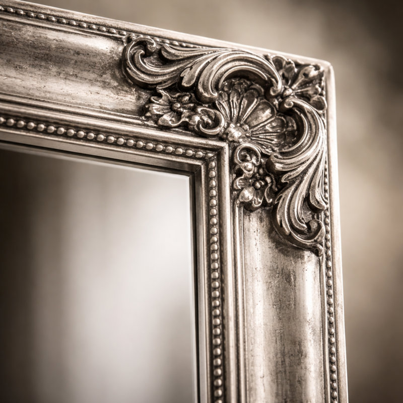 Solid Wood Rectangle Mirror, Chrome