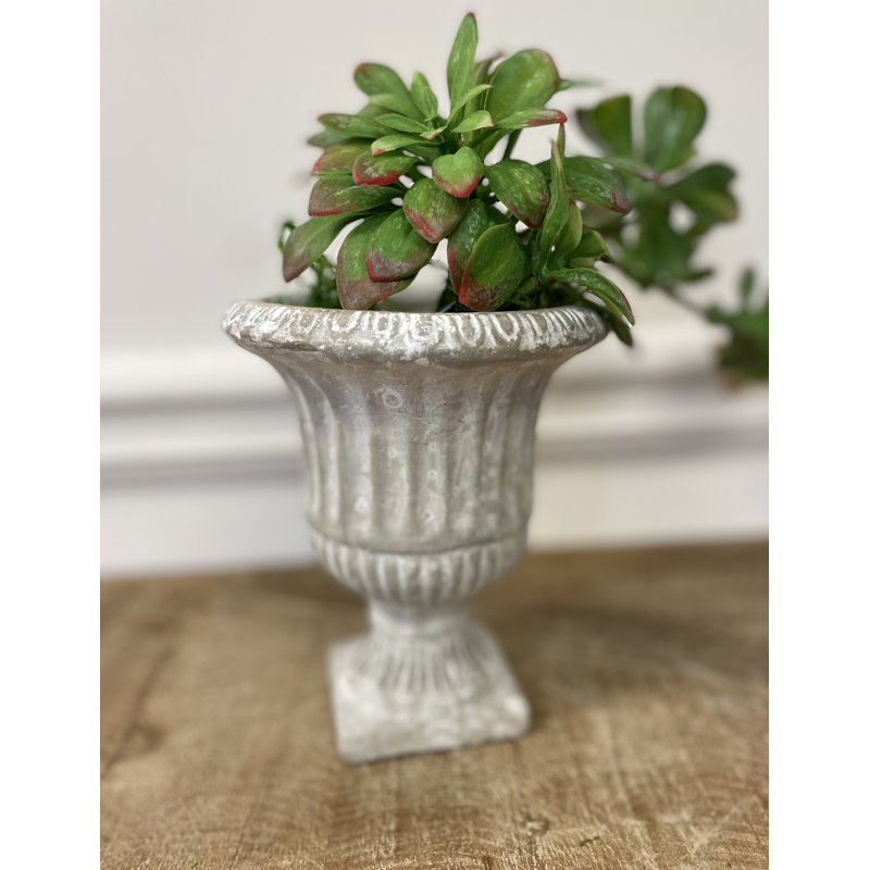 Urne de jardin piédestal rétro, H 6,3 po x l 6,3 po x P 6,3 po, Gris