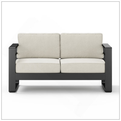 MAYA BAY MP1 Loveseat, Durable Aluminum Frame With Comfortable Beige Cushion For Outdoor Use