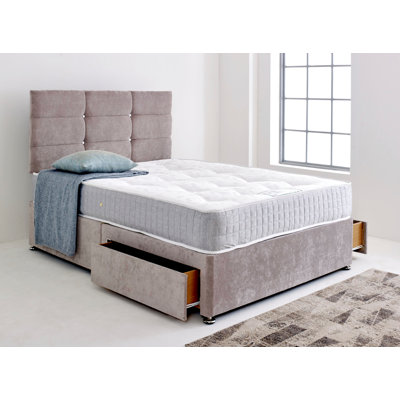 Divan Bed Base with Cube Headboard