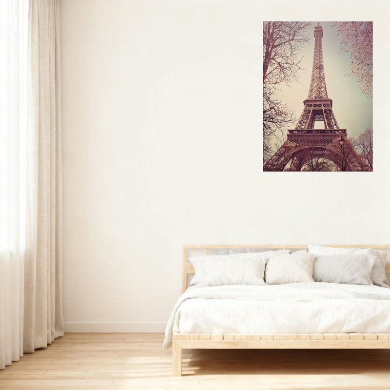 Eiffel Tower Flower Branches Unframed Canvas Wall Art  24" X 32"